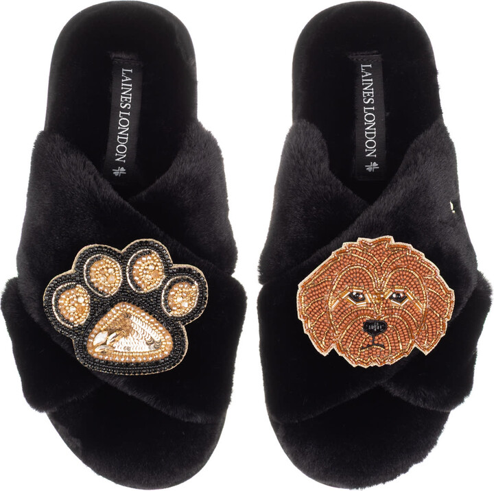 Laines London Blue Classic Laines Slippers With Pink Champagne