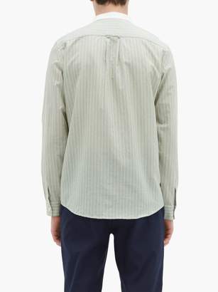 A.P.C. Mark Granddad-collar Striped Cotton Shirt - Mens - Green