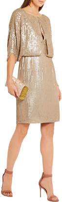 Jenny Packham Layered Sequined Silk-georgette Dress