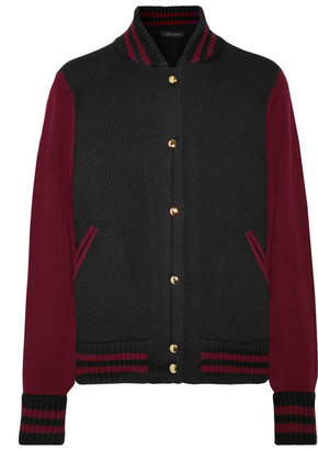 Marc Jacobs Two-tone Wool And Cashmere-blend Bomber Jacket - Burgundy