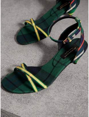 Burberry Tartan Cotton Cone-heel Sandals