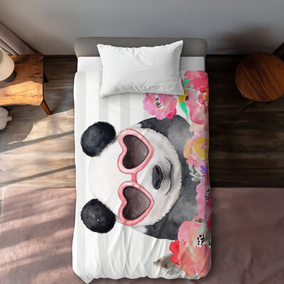 Begin Edition International Inc. Panda with Heart-Shaped Glasses Duvet Cover | Bedroom Decor