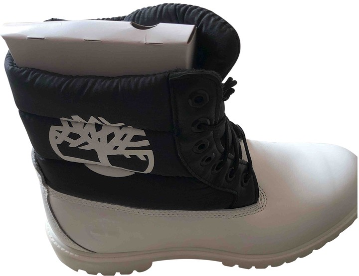 all white timberland boots