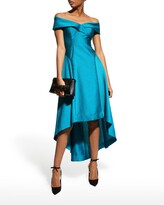 Thumbnail for your product : Rickie Freeman For Teri Jon Off-the-Shoulder High-Low Jacquard Gown
