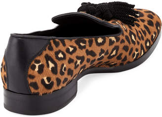 Jimmy Choo Foxley Leopard-Print Calf Hair Tassel Loafer