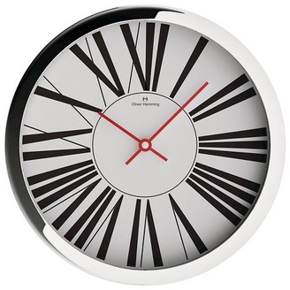 Oliver Hemming Number and Dot 12" Round Wall Clock White/Chrome