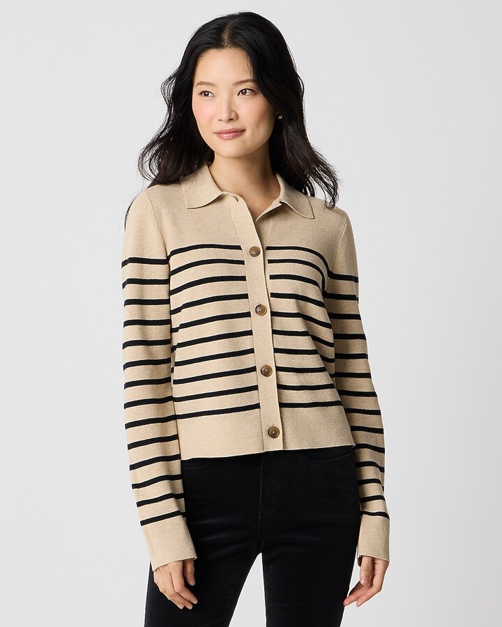J.Crew Factory Striped collared sweater-jacket