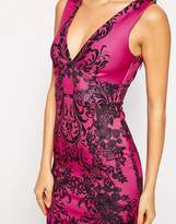 Thumbnail for your product : Lipsy Caviar Embellished Plunge Neck Dress in Lace Baroque Print