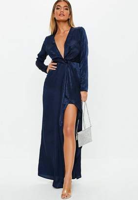 Missguided Navy Wrap Front Maxi Dress, Navy