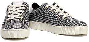 Claudie Pierlot Lace-Up Gingham Leather-Trimmed Canvas Sneakers