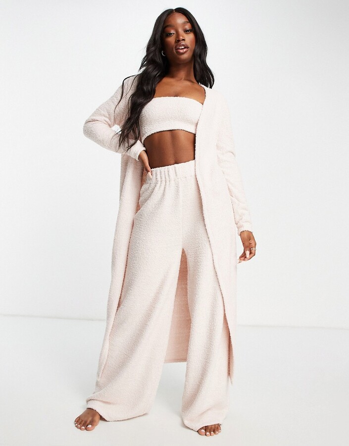 Loungeable fluffy maxi cardigan in pale pink ShopStyle