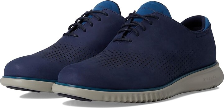 Cole Haan 2.Zerogrand Laser Wingtip Oxfords Lined Men's Lace up casual Shoes Midnight Moon Nubuck/Dark Blue/Paloma : 13 W - Wide