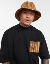 Thumbnail for your product : ASOS DESIGN two-piece wide brim bucket hat in brown and orange print