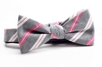Vince Camuto Gray Orange Striped Men's Linen Blend Pre-tied Bow Tie