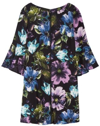 Gabby Skye Plus Size Women's Floral Bell Sleeve A-Line Dress