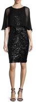 Thumbnail for your product : Rickie Freeman For Teri Jon Sequined Capelet Sheath Dress, Black