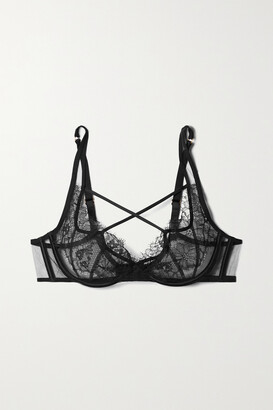 Agent Provocateur - Palma Satin-trimmed Leavers Lace And Tulle Underwired Bra - Black