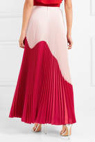 Thumbnail for your product : Reem Acra - Two-tone Pleated Silk And Wool-blend Taffeta Maxi Skirt - Red