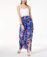 Thumbnail for your product : BCX Juniors' Lace-Bodice Printed Maxi Dress