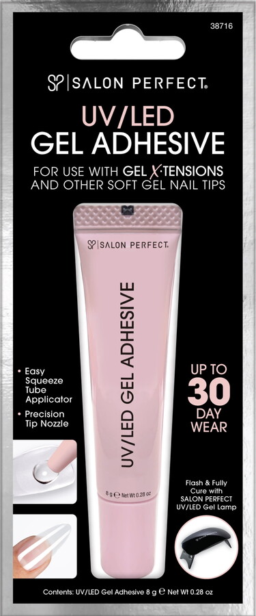 Salon Perfect UV/LED Gel Adhesive Glue for Soft Gel Nail Tips, Nail Art and Embellishments, 0.28 oz