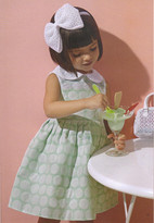 Thumbnail for your product : Simonetta Green Polka Dot Jacquard Dress with Eyelet Collar