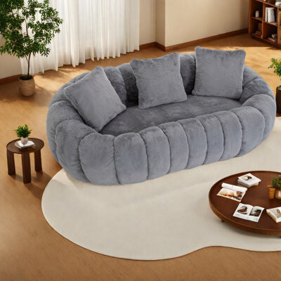 Mercer41 Modern Spacious Two-seater Sofa Foam Gray Design For Home