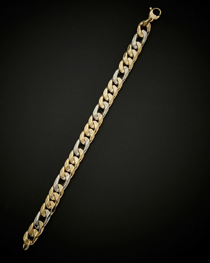 Men's Beveled Curb Link Bracelet 14k Solid Yellow Gold Handmade 42g -  usjewelryfactory.com