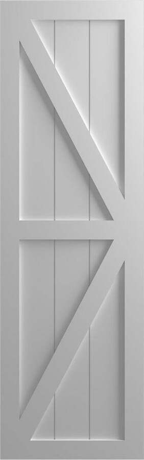 18 in. x 71 in. True Fit PVC Two Equal Panel Farmhouse Fixed Mount Board and Batten Shutters with Z-Bar, Primed