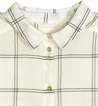 H&M Cotton Shirt - Natural white/checked - Ladies