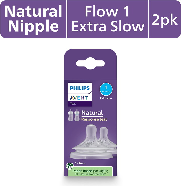 Philips Natural Response Nipples, Extra Slow Flow (Flow 1), 2-Pack, SCY961/02