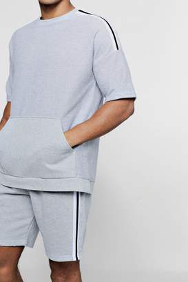 boohoo Drop Shoulder Sweater Short Tracksuit With Tape