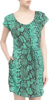 Thumbnail for your product : Eight Sixty Snake-Print Drawstring Dress, Emerald