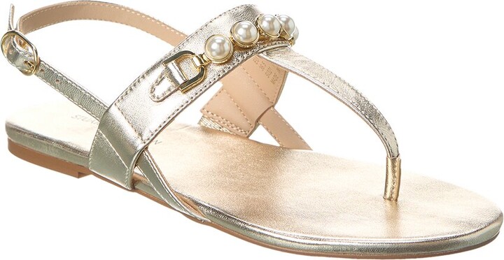 Stuart Weitzman Perla T-Strap Leather Sandal