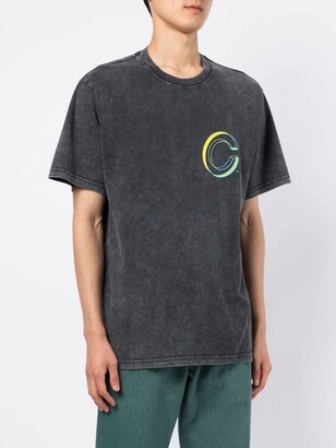 Clot globe-logo acid wash T-shirt