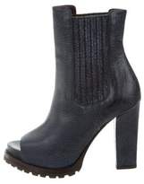 Thumbnail for your product : Brunello Cucinelli Leather Peep-Toe Booties w/ Tags