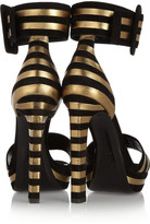 Thumbnail for your product : Saint Laurent Striped suede and metallic-leather sandals
