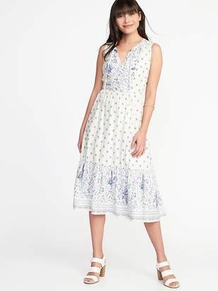 Old Navy Fit & Flare Tie-Neck Midi Dress for Women