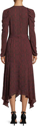 A.L.C. Tianna Snake-Print Long-Sleeve Wrap Dress