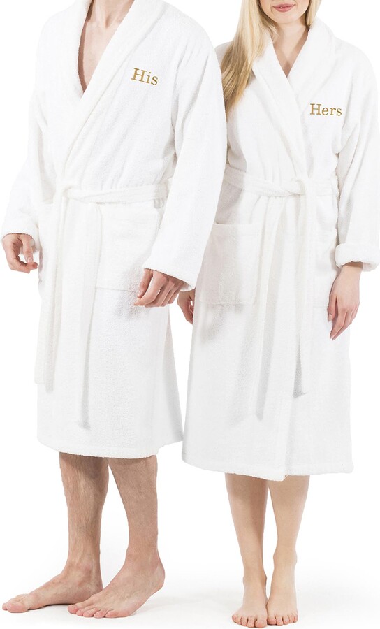 Linum Home Textiles Embroidered 'Hers' Terry Bathrobe