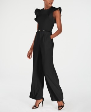 black ruffle sleeve jumpsuit