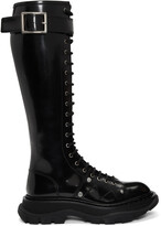Thumbnail for your product : Alexander McQueen Black Tread Lace-Up Tall Boots