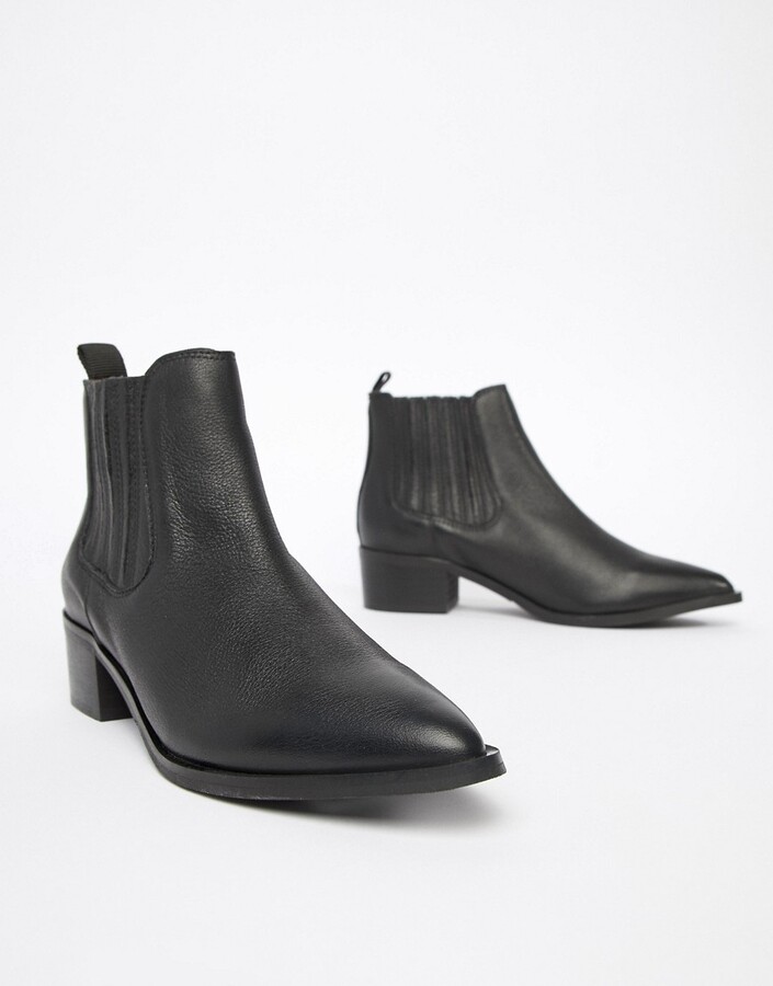 Selected leather pointed chelsea boots - ShopStyle