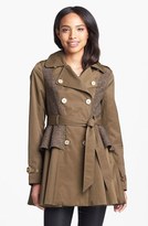 Thumbnail for your product : Steve Madden Tweed Panel Peplum Trench Coat