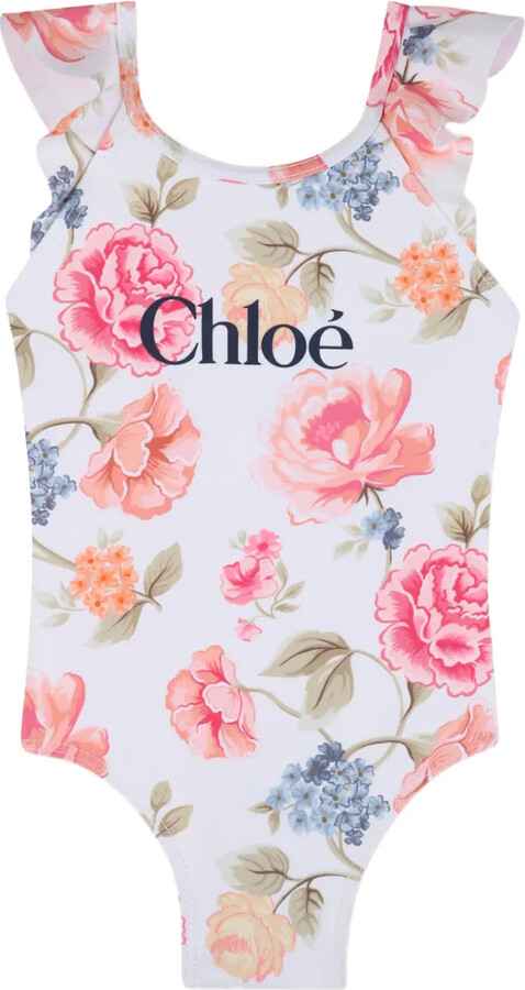 Chloé Children Ruffled Floral-Print Swimsuit