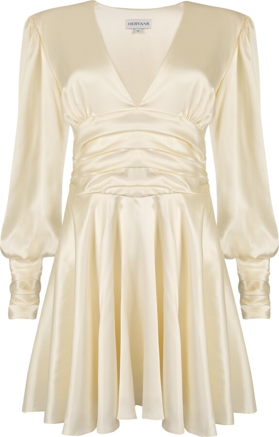 HERVANR - Maya Silk Mini Dress - White - ShopStyle
