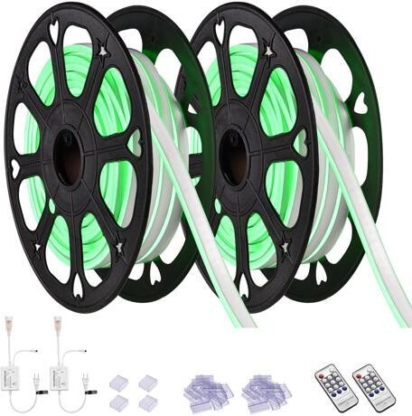 Yescom USA, Inc. Yescom 2 Pack 50ft Green LED Neon Rope Lights w/ Remote Control for Bar Party St Patrick's Day Decoration