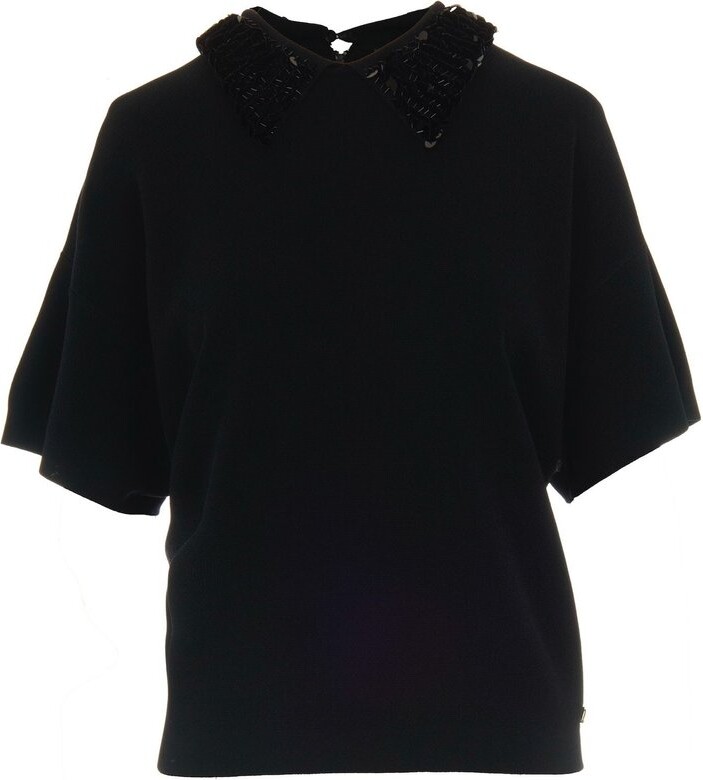 Liu Jo Sequin Embellished Short-Sleeved Jumper