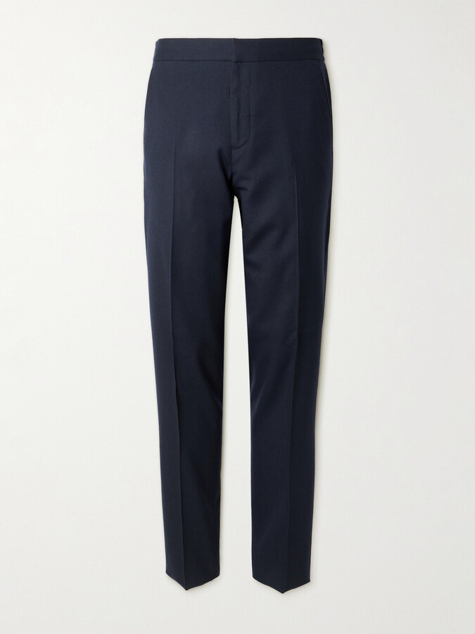 Mr P. James Tapered Brushed Super 150s Wool-Twill Drawstring Trousers