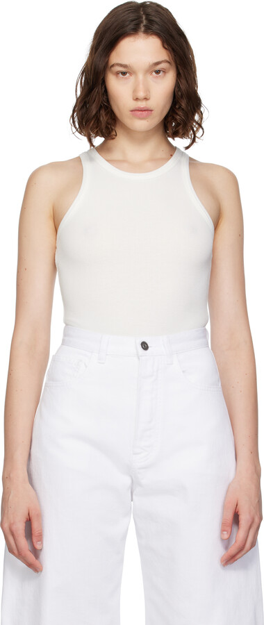 Alaia White Sculpting Rib Jersey Bodysuit