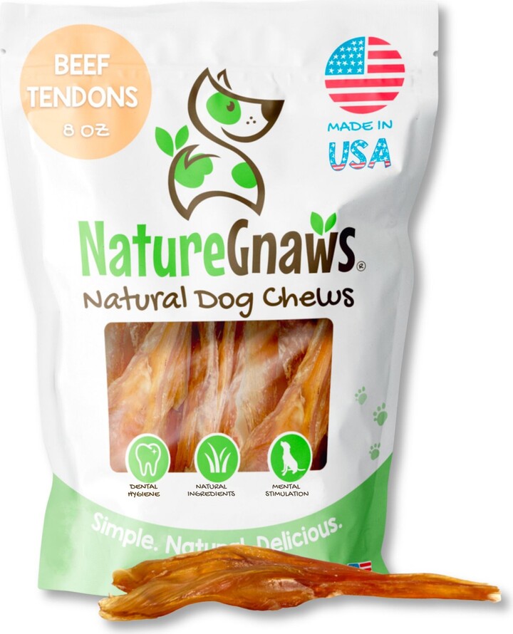 Nature Gnaws USA Beef Tendon Natural Dog Chew Treats, 8-oz bag